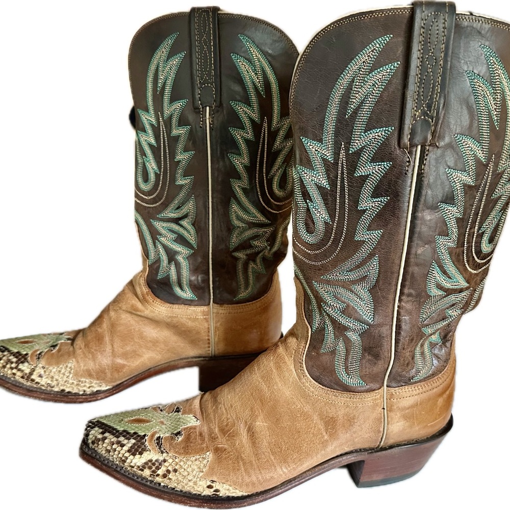 Lucchese Brown and Tan Heeled Boots